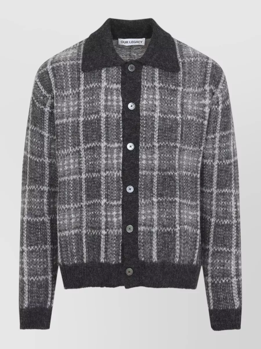 Our Legacy Alpaca wool checked long-sleeve polo shirt