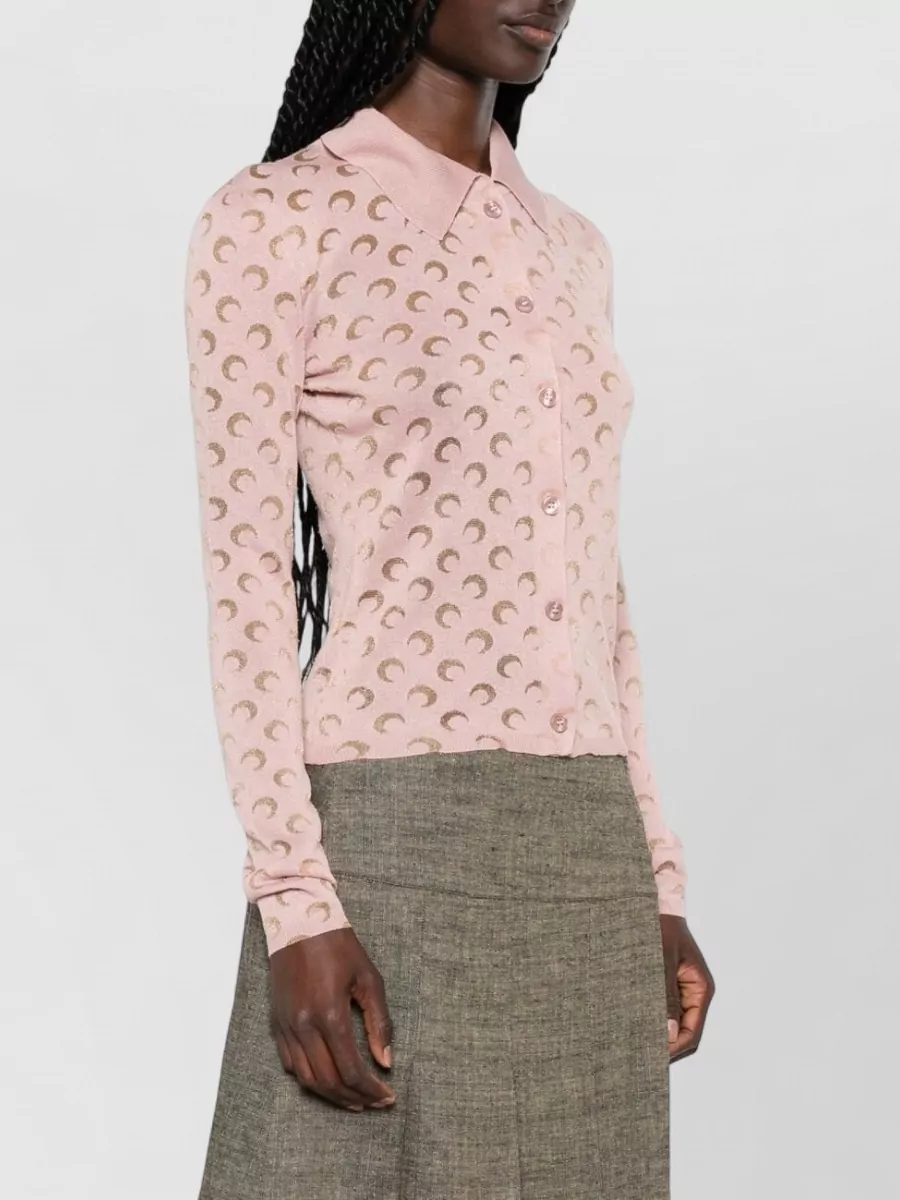 Marine Serre Ribbed Moon Pattern Cardigan