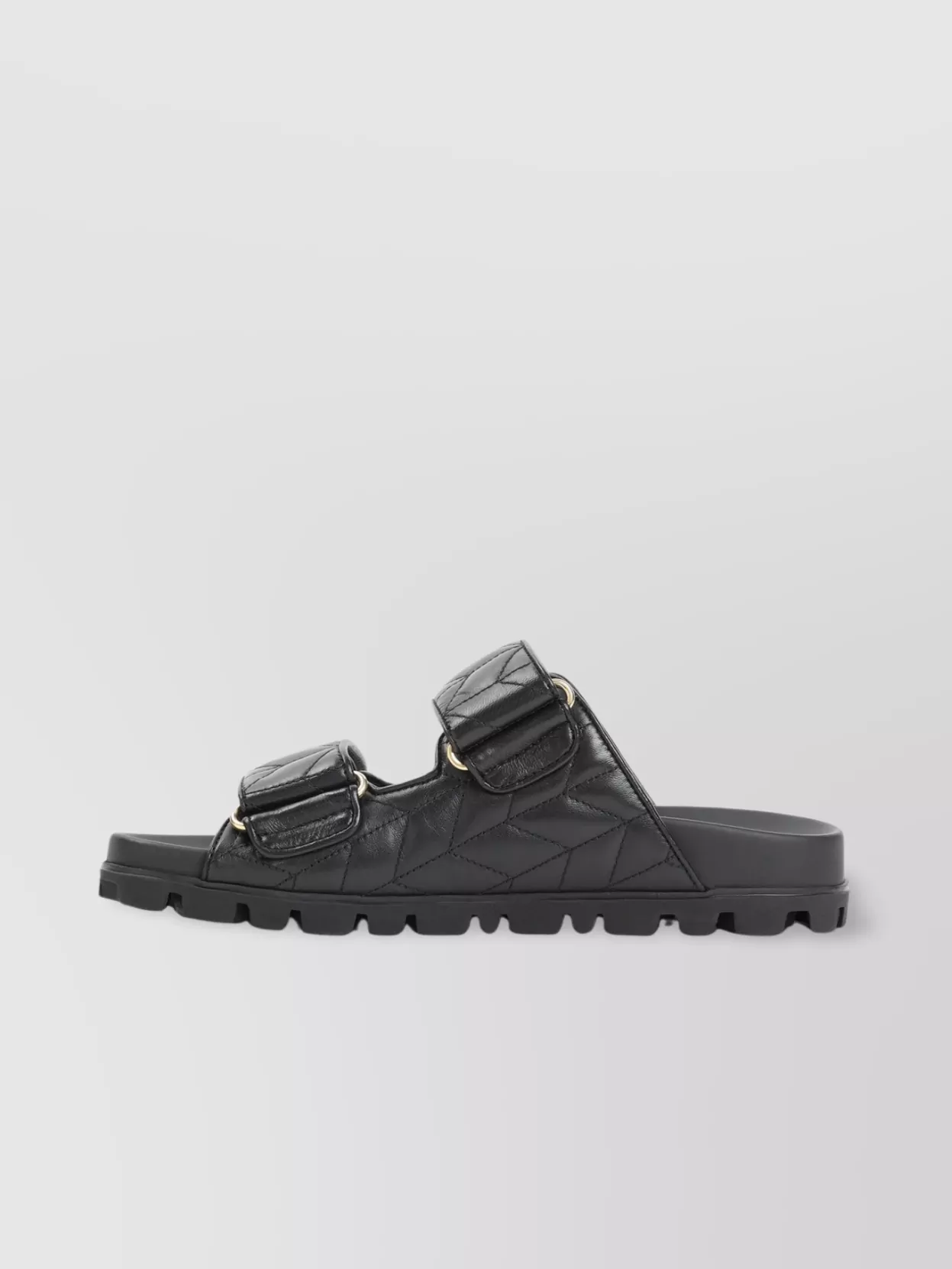 Miu Miu Quilted Leather Round Toe Sandals