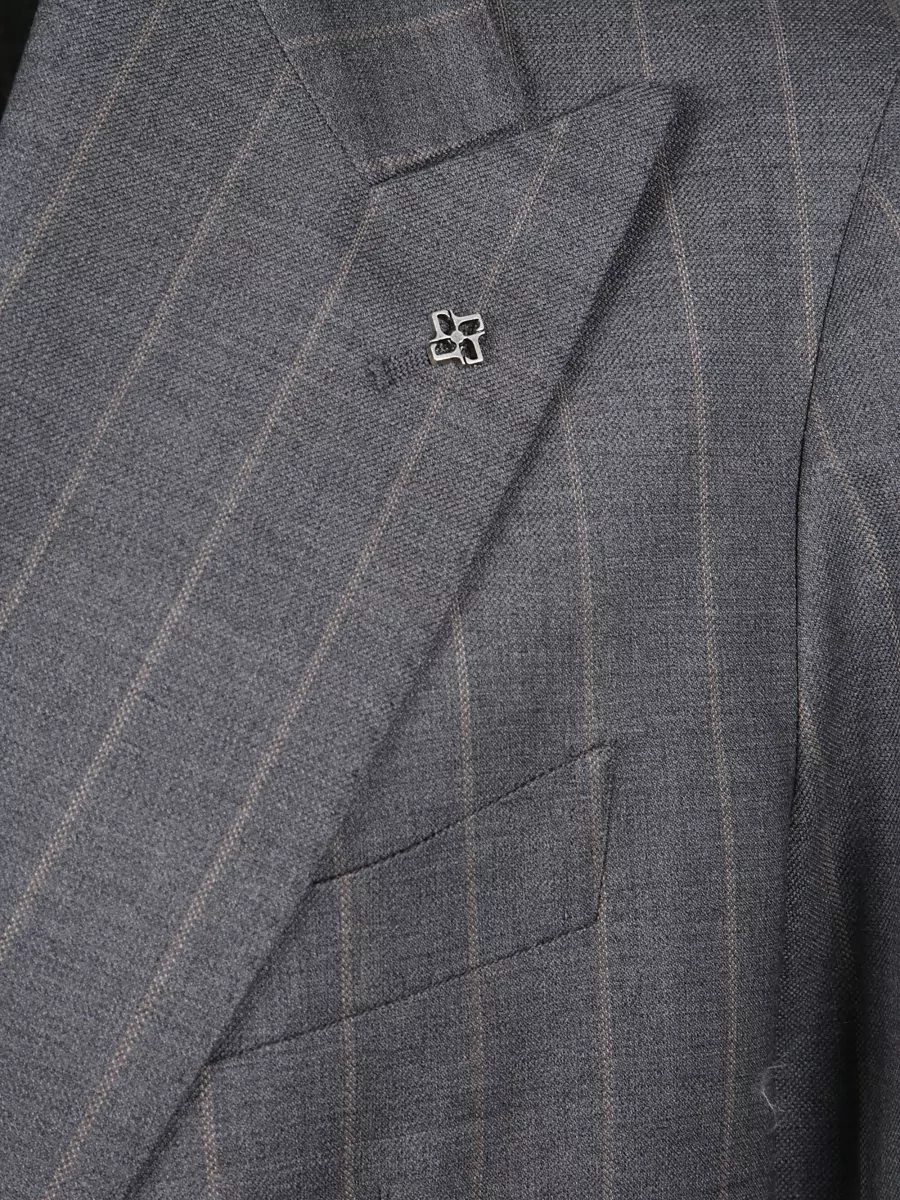 Tagliatore Double-breasted Pinstripe Jacket And Pockets In Gray