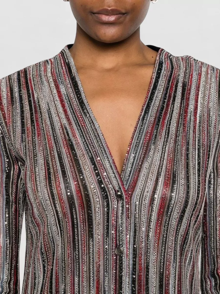 Missoni Striped V-Neck Long-Sleeve Maxi Dress