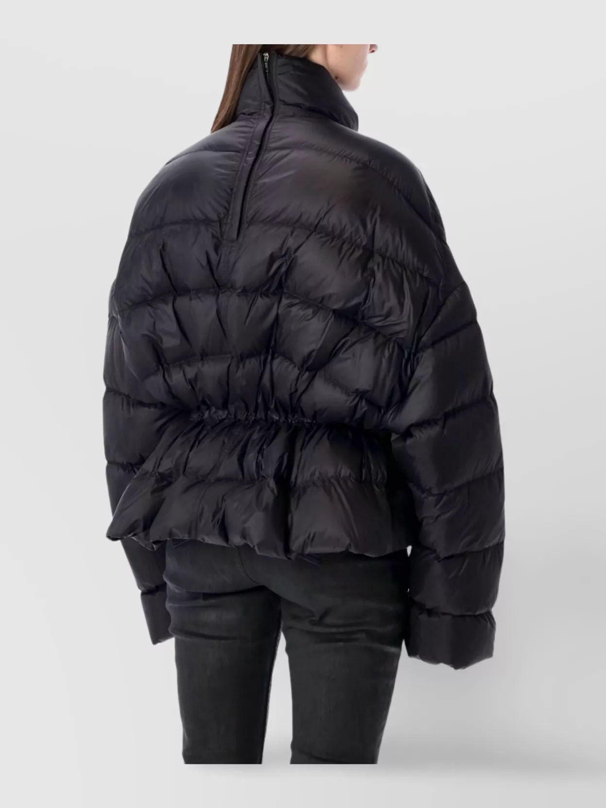 Rick Owens Adjustable Waist Tie Quilted Jacket In Black