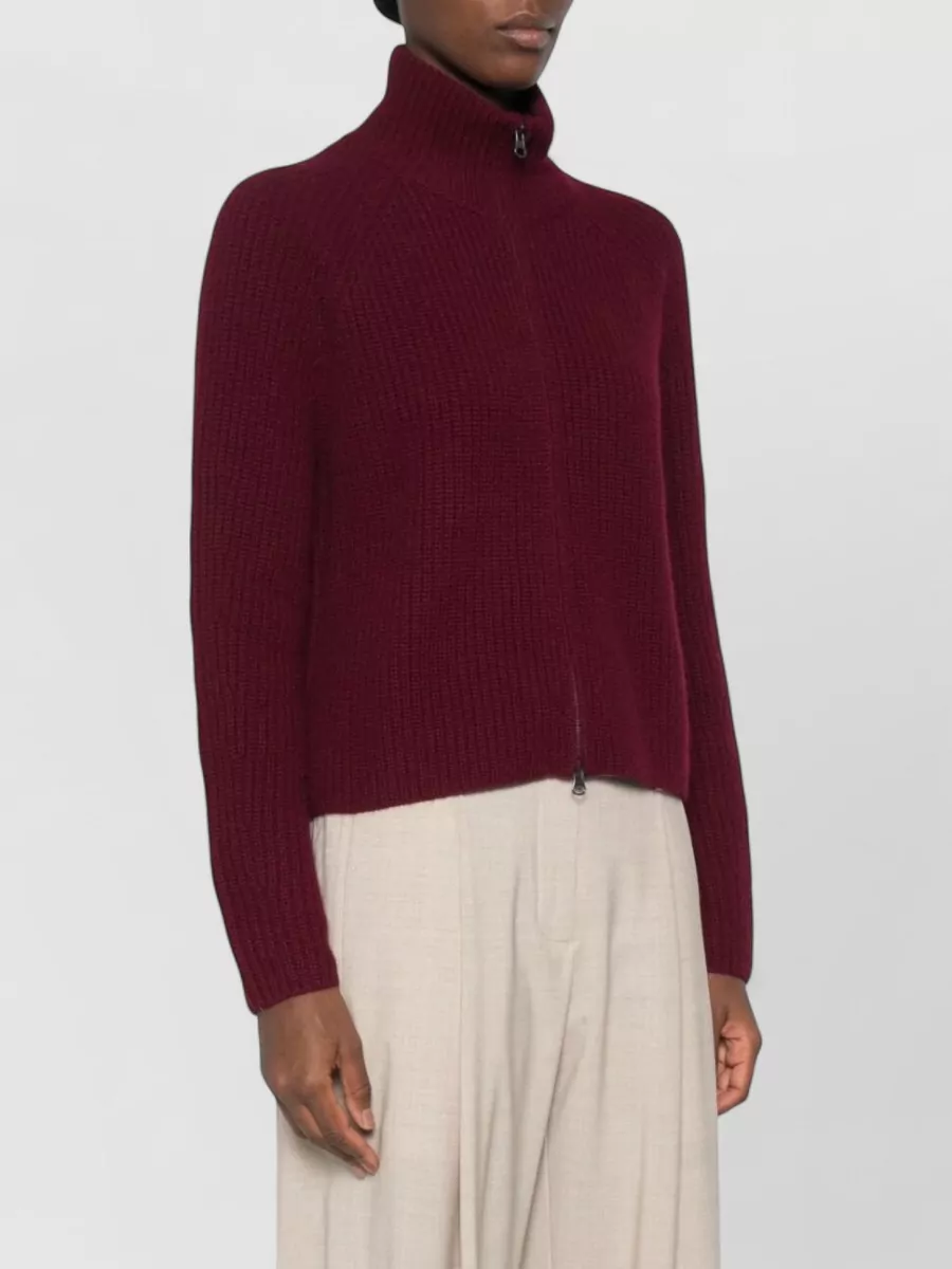 Lisa Yang Ribbed-Knit Cashmere High-Neck Cardigan