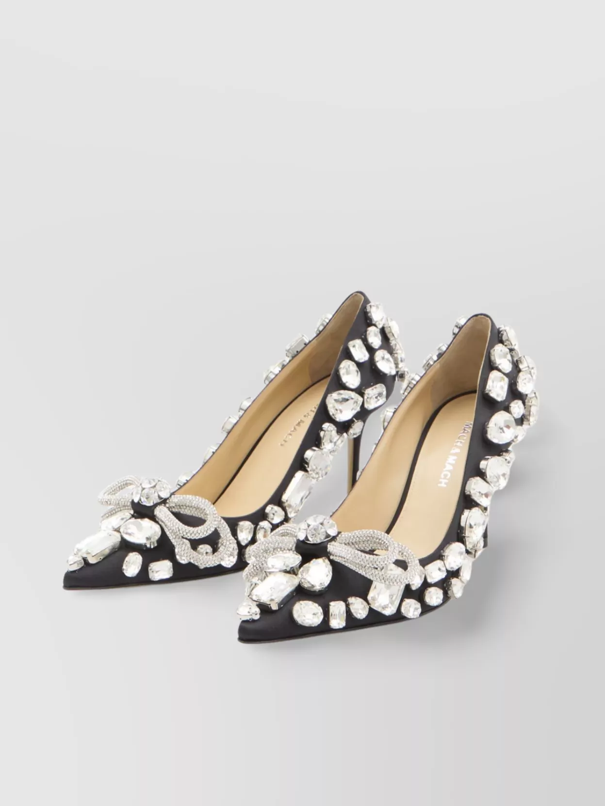 Mach&mach Double Bow 85 Crystal Embellished Pumps