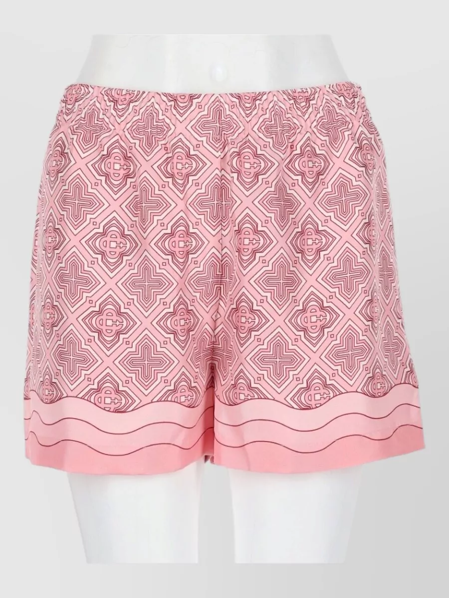 Casablanca silk monogram-print shorts