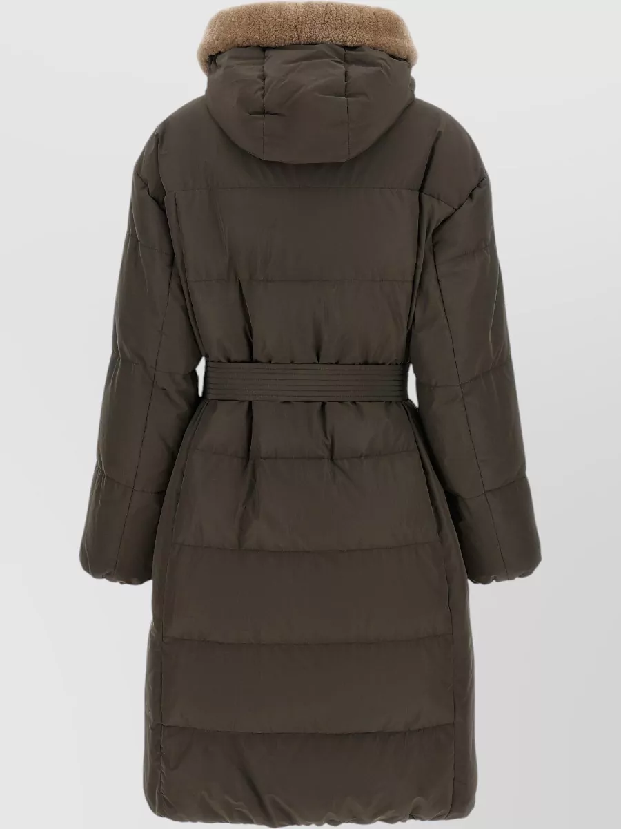 Brunello Cucinelli Down Quilted Belted Hooded Parka Coat