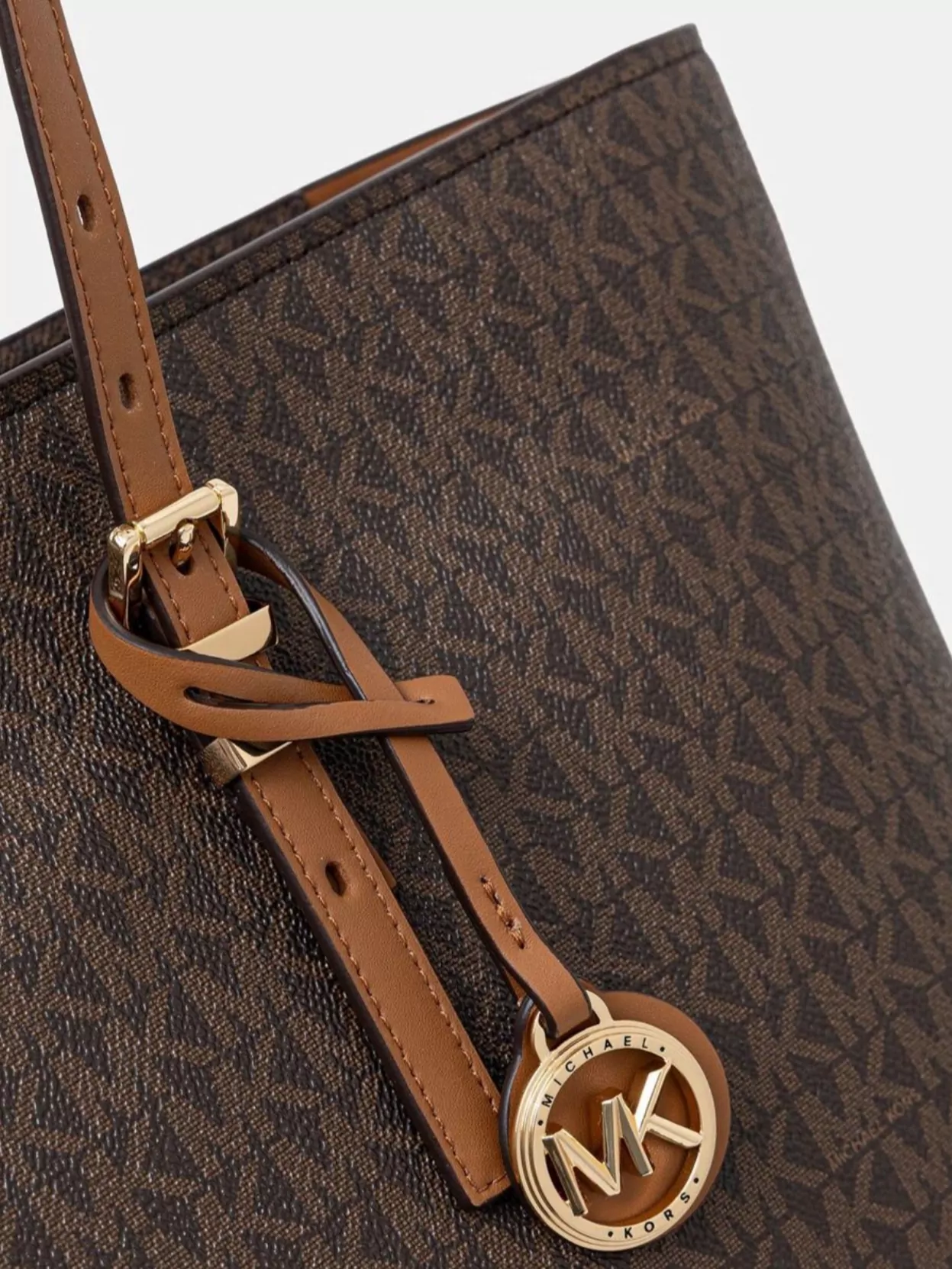 Michael Kors Monogrammed Tote Bag With Adjustable Straps And Gold-tone Hardware