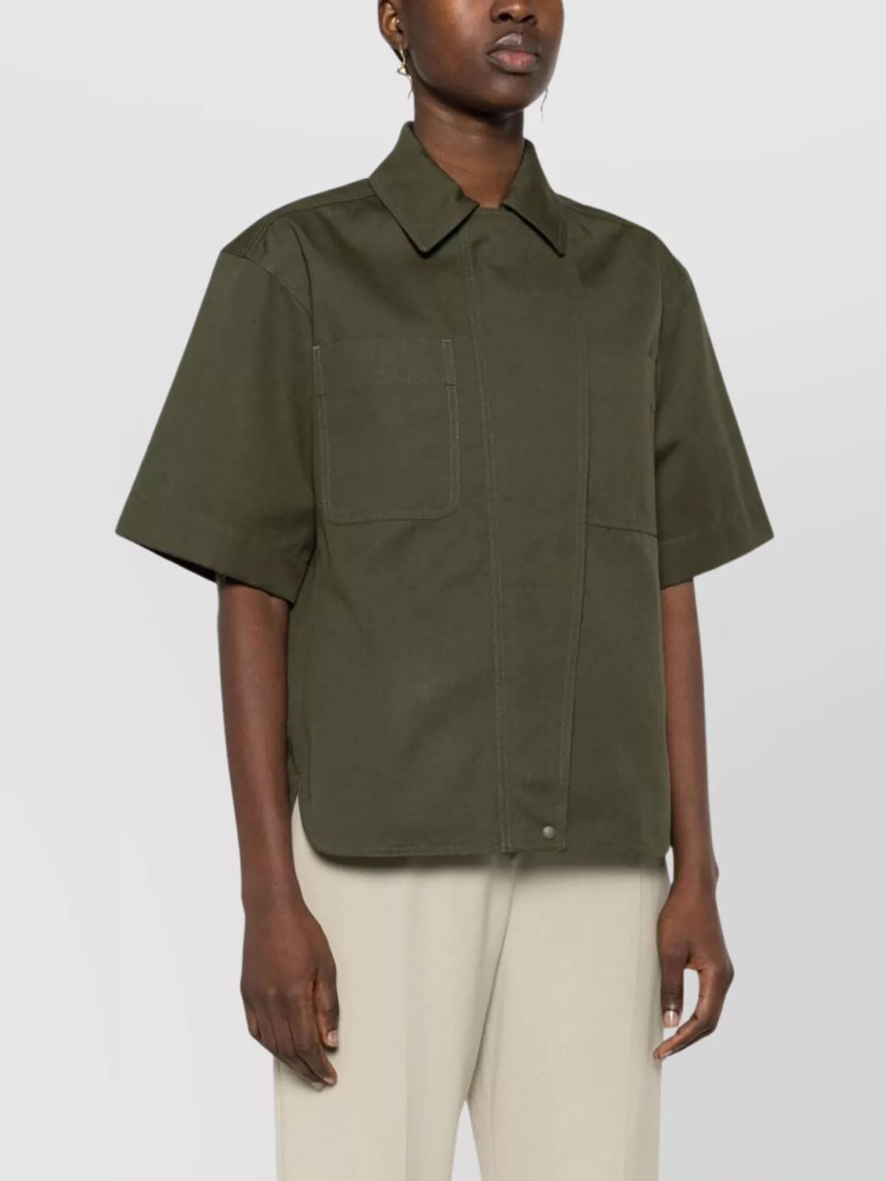 Max Mara Cotton Shirt With Wide Sleeves And Curved Hem
