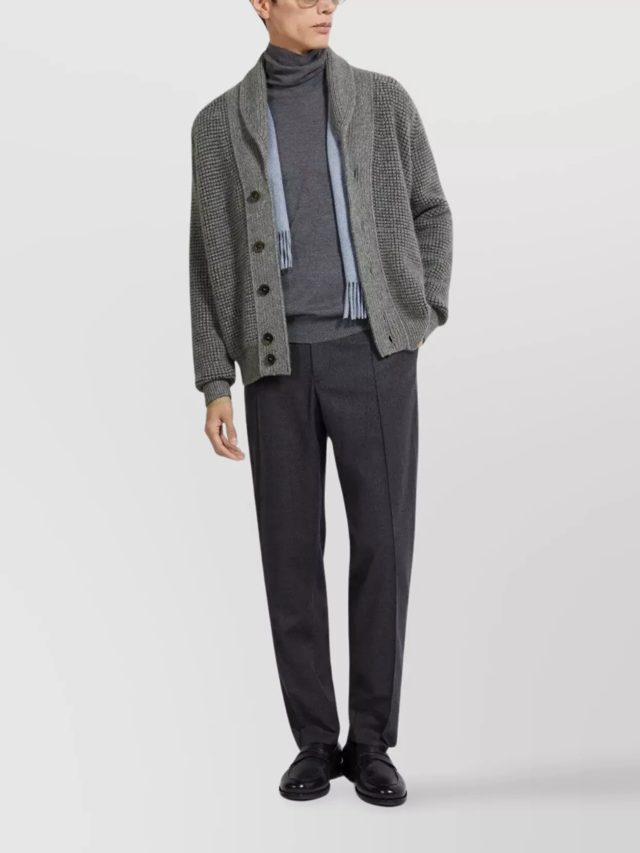Zegna Textured Knit Boxy Cardigan With Shawl Collar