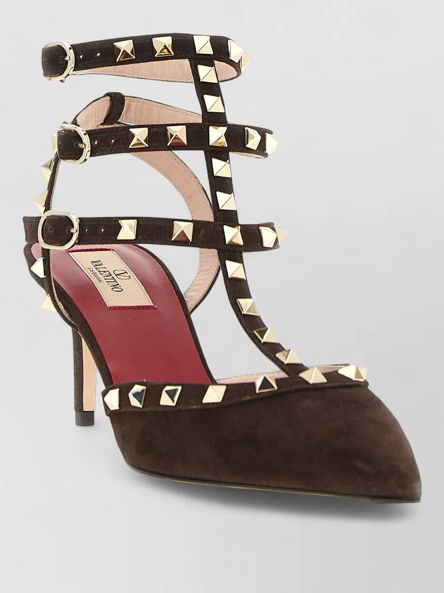 Valentino Garavani suede studded ankle-strap pumps
