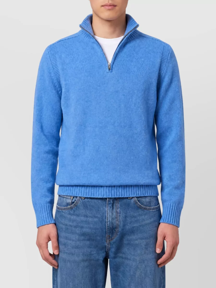 Guest In Residence Cashmere ribbed relaxed-fit half-zip turtleneck jumper