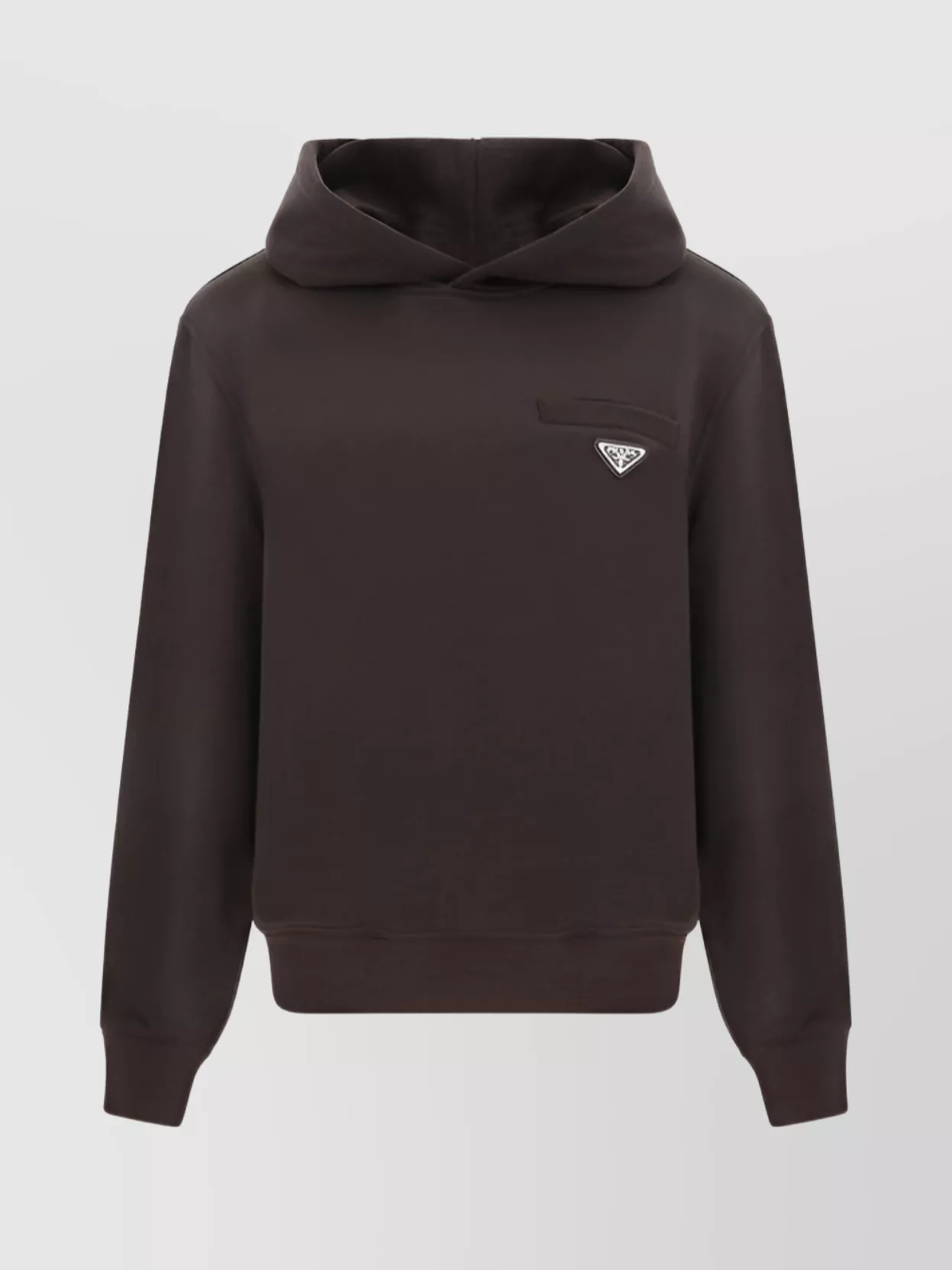 Prada Cotton Hoodie With Front Slit Pocket In Brown