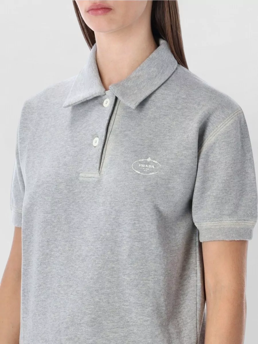 Prada Cotton Fleece Polo Shirt Short Sleeves