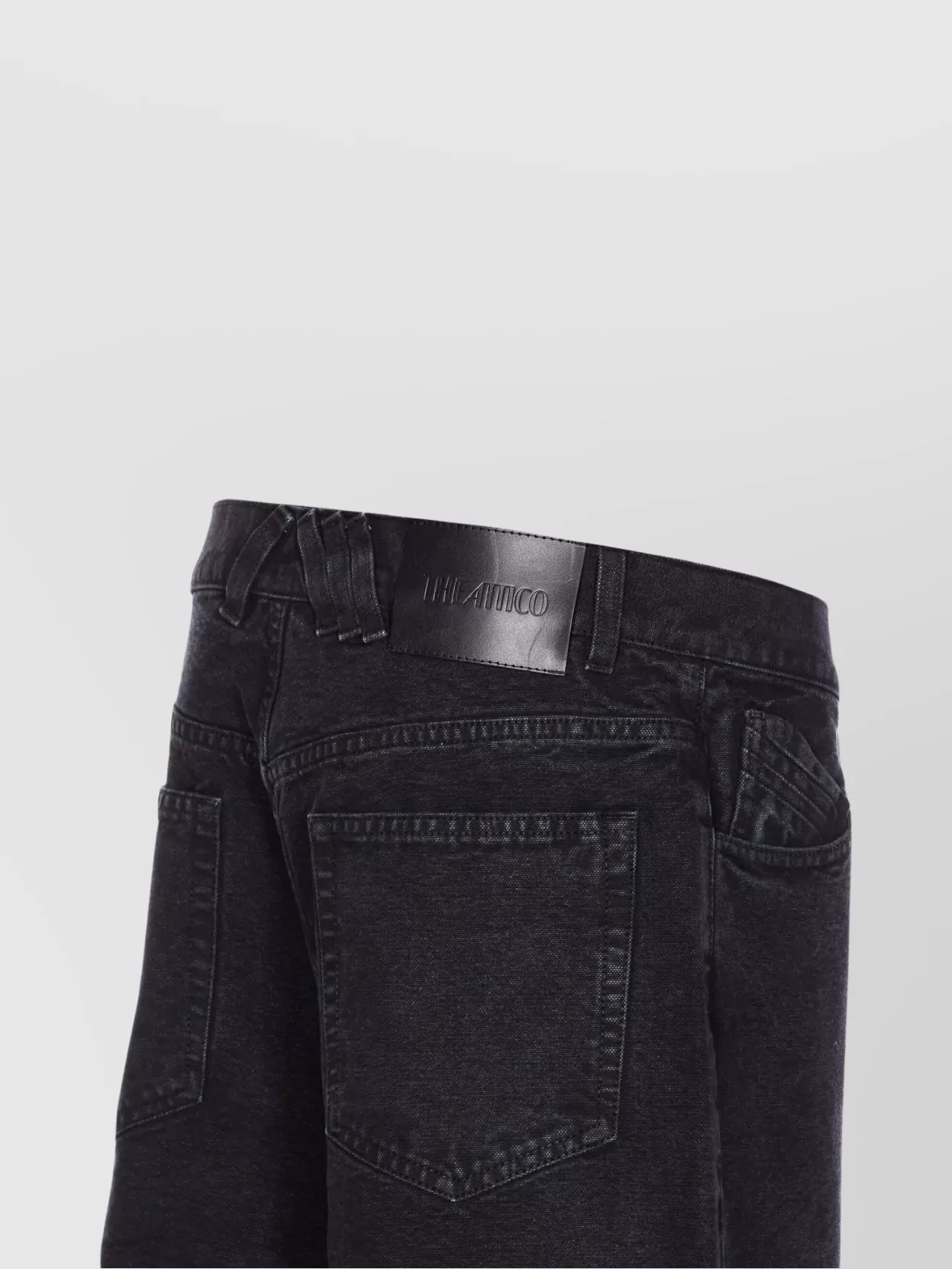 The Attico Wide-Leg Denim Trousers With Cut Out Detail