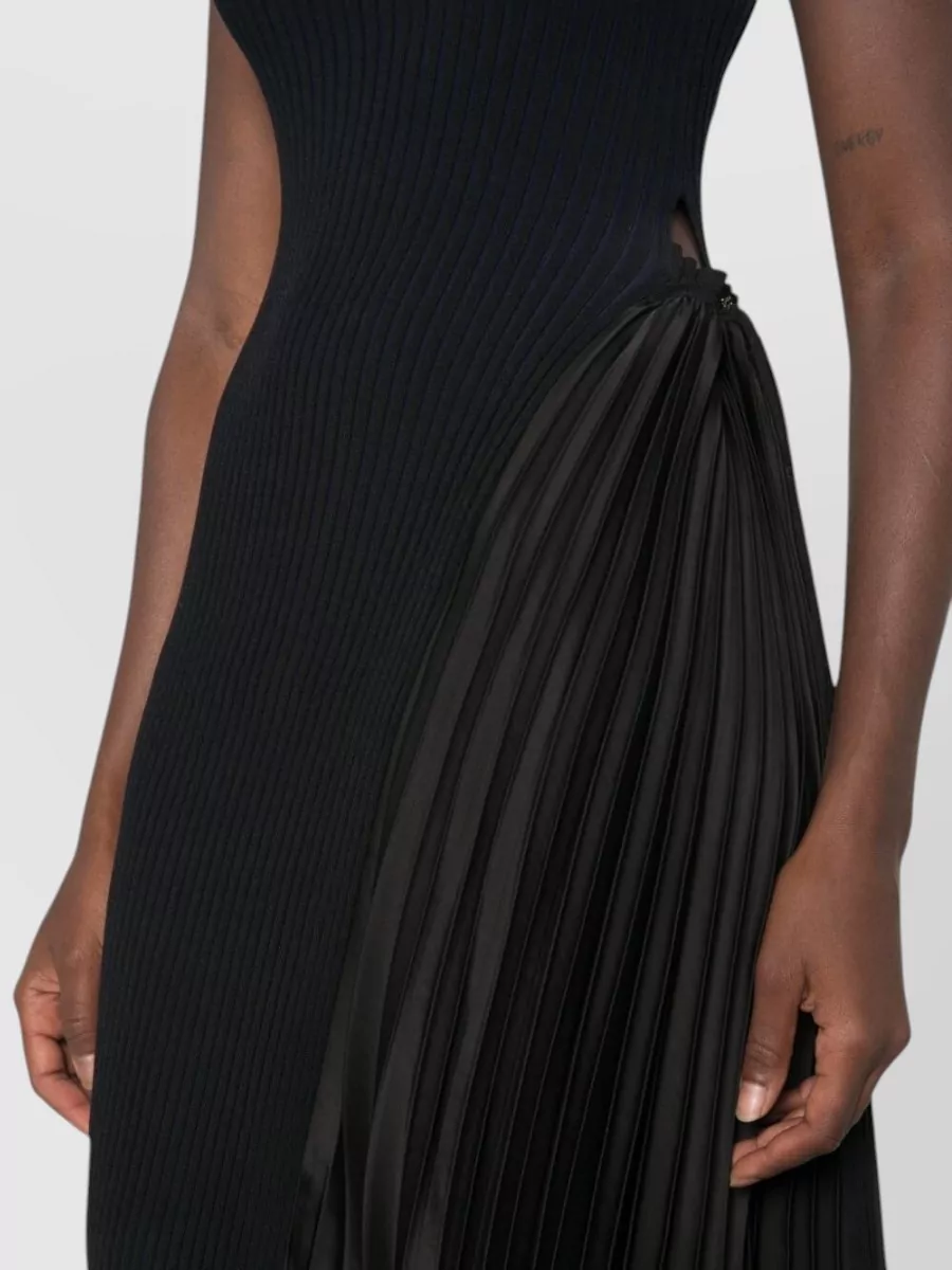 Emporio Armani Ribbed Pleated Sleeveless Midi Dress