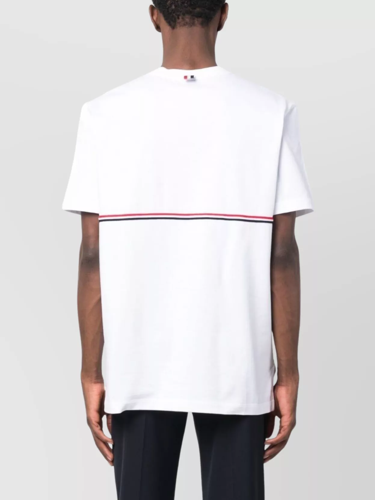 Shop Thom Browne Crew Neck Stripe Detail T-shirt In White