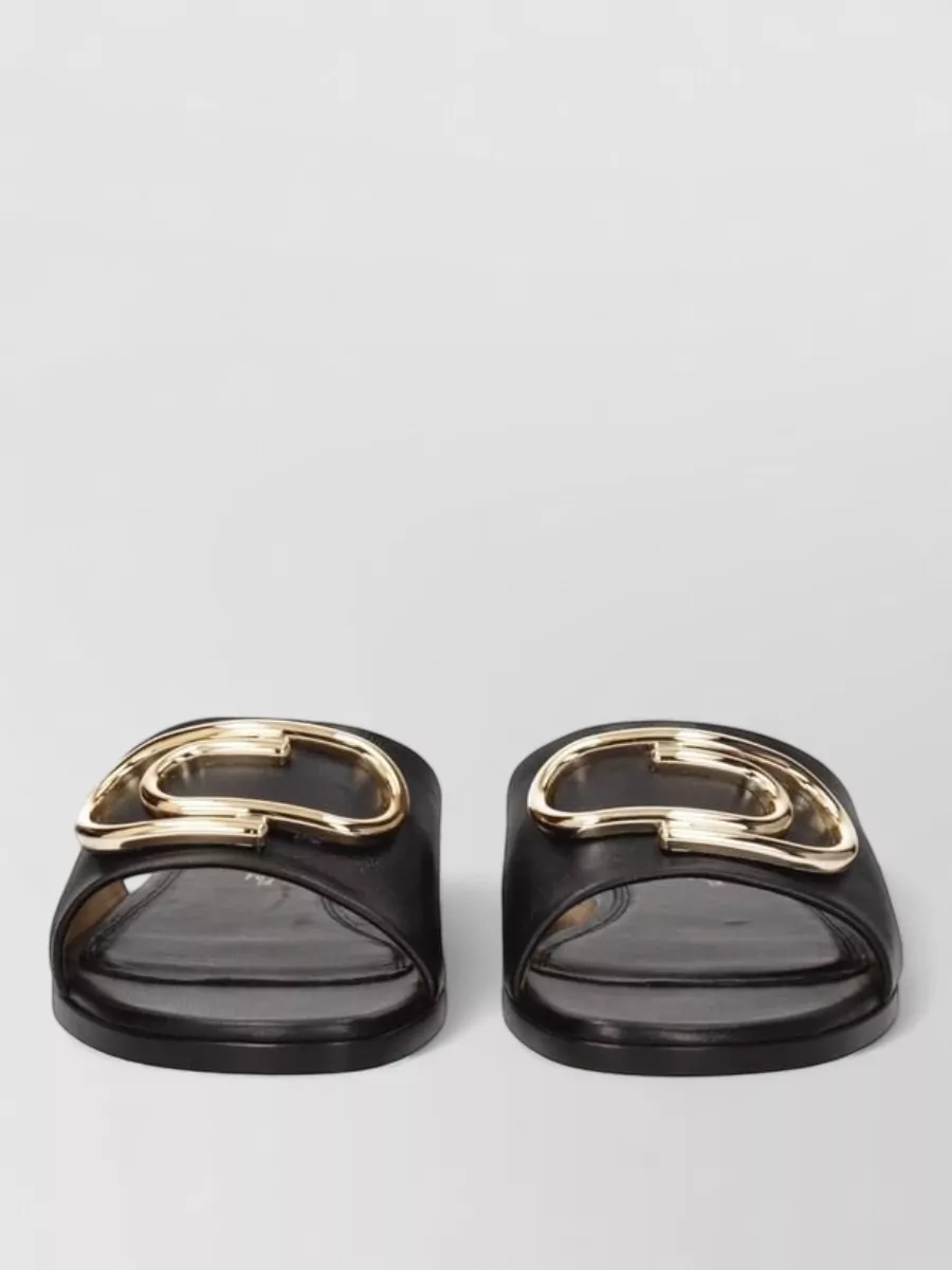 Off-White leather slide sandals