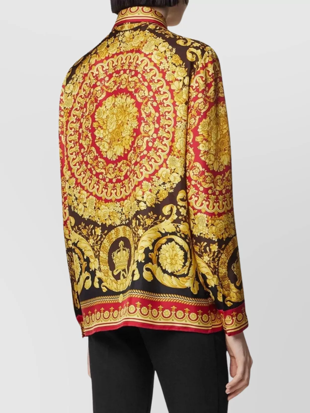 Versace Baroque Print Long Sleeve Collared Top