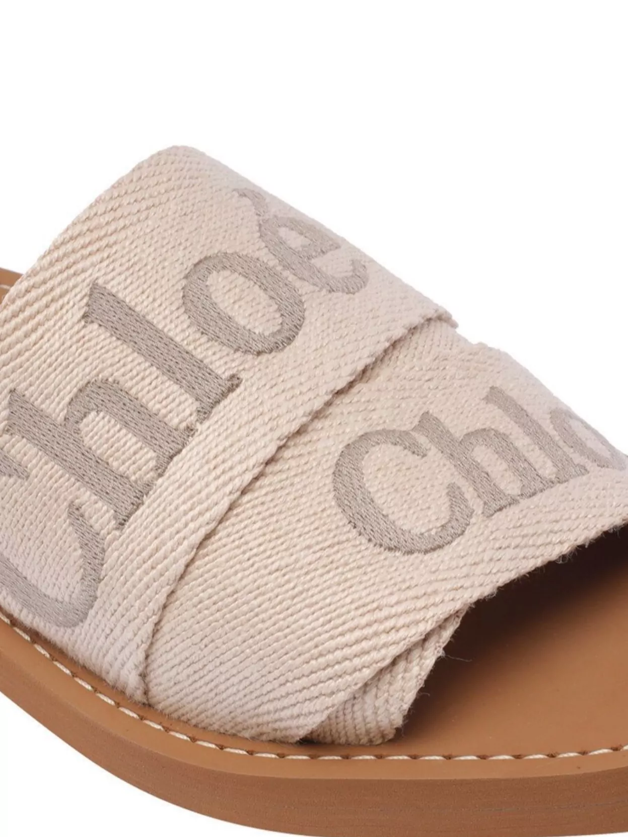 Shop Chloé Fabric Flat Sandals Leather Sole In Pink