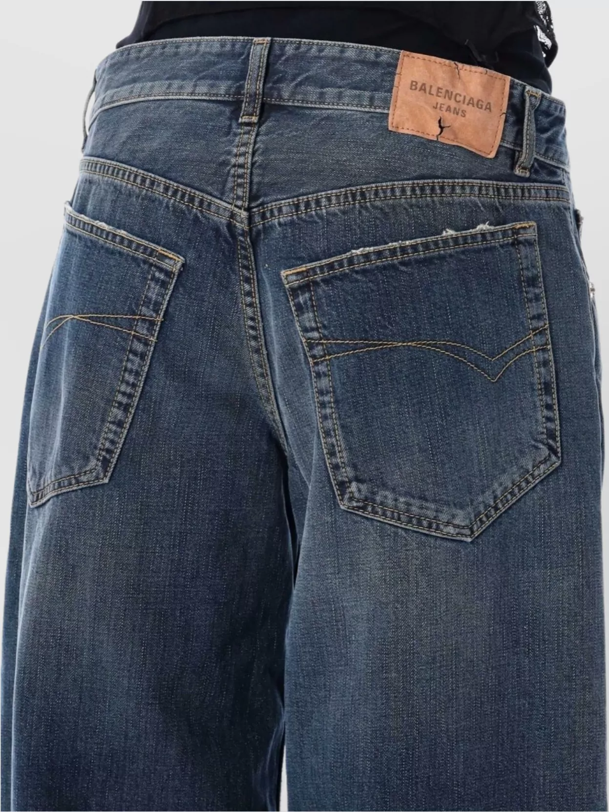 Balenciaga Oversized Wide Leg Denim Trousers
