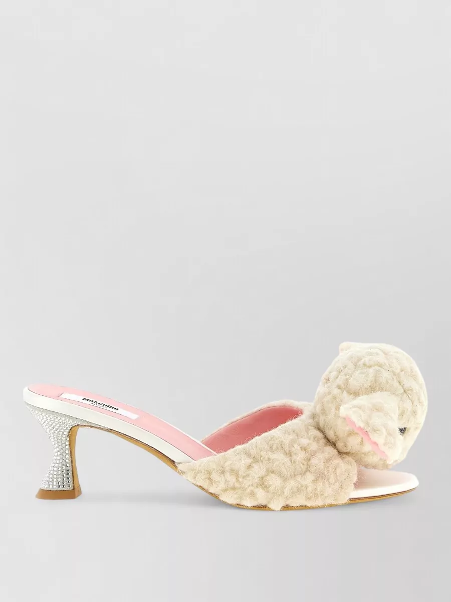 Moschino Crystal Embellished Sheep Wool Blend Mules