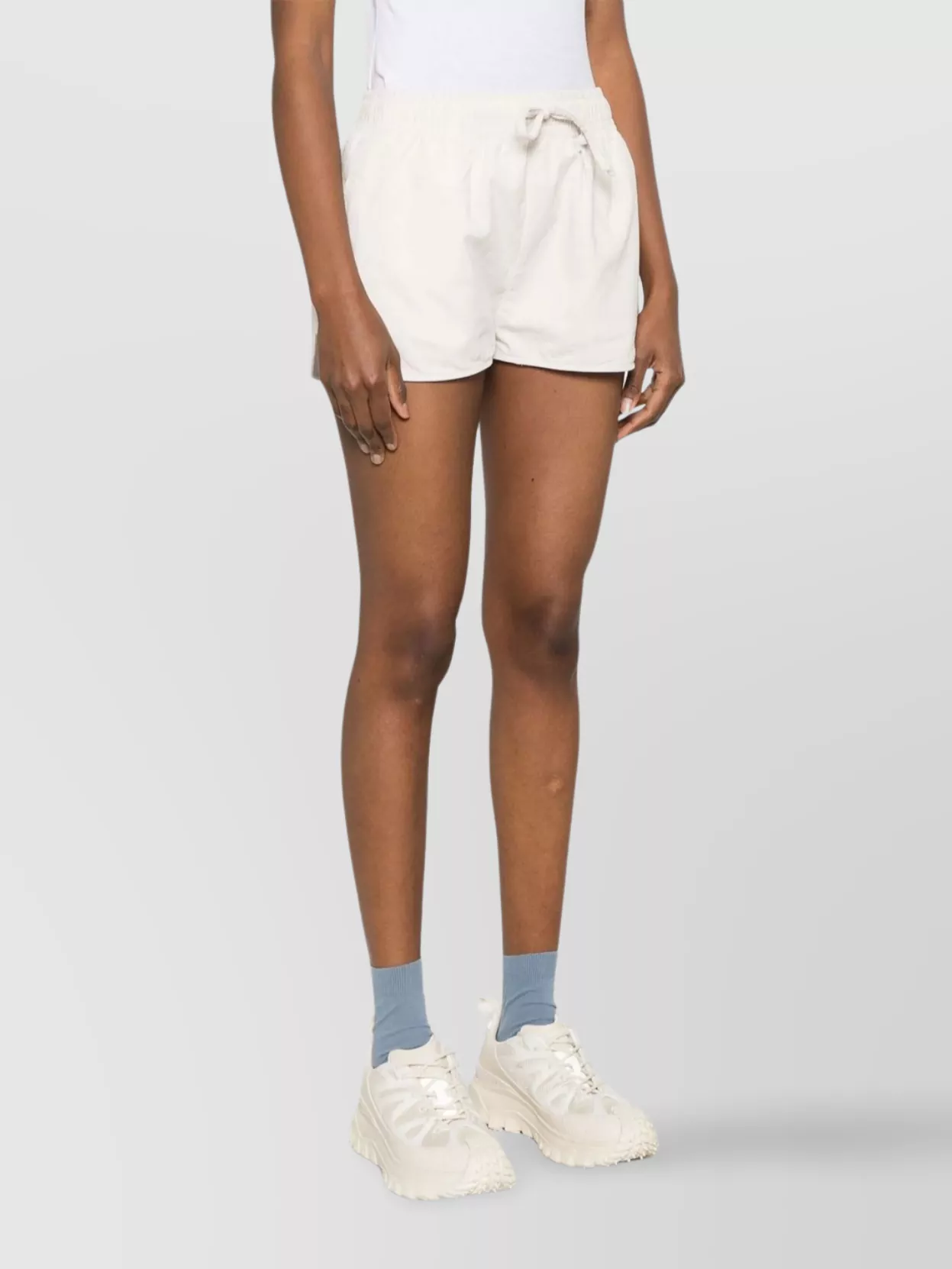 Autry Relaxed-fit Cotton Shorts With Drawstring Waist In White