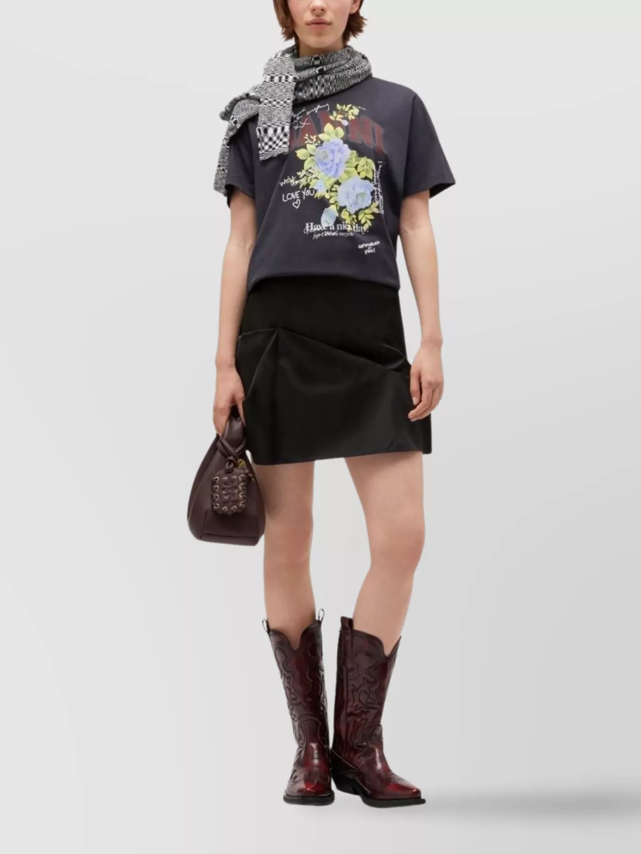 Ganni Organic Cotton Floral Graphic T-shirt In Blue