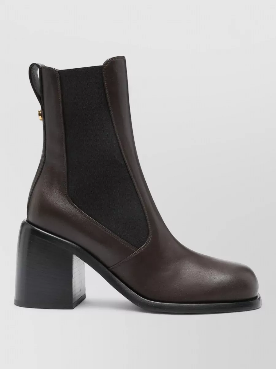 Sergio Rossi Ankle Block Heel Leather Boots