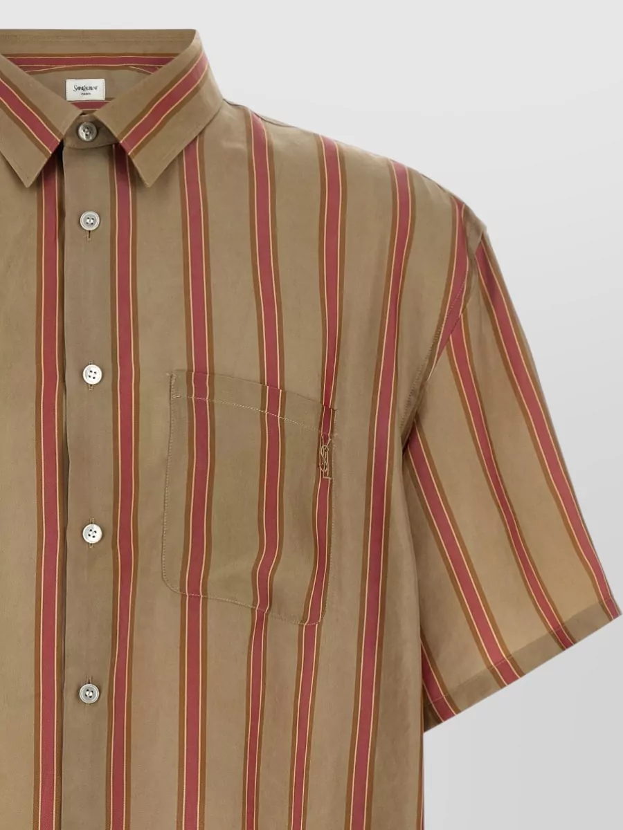 Saint Laurent Striped Short-Sleeve Shirt
