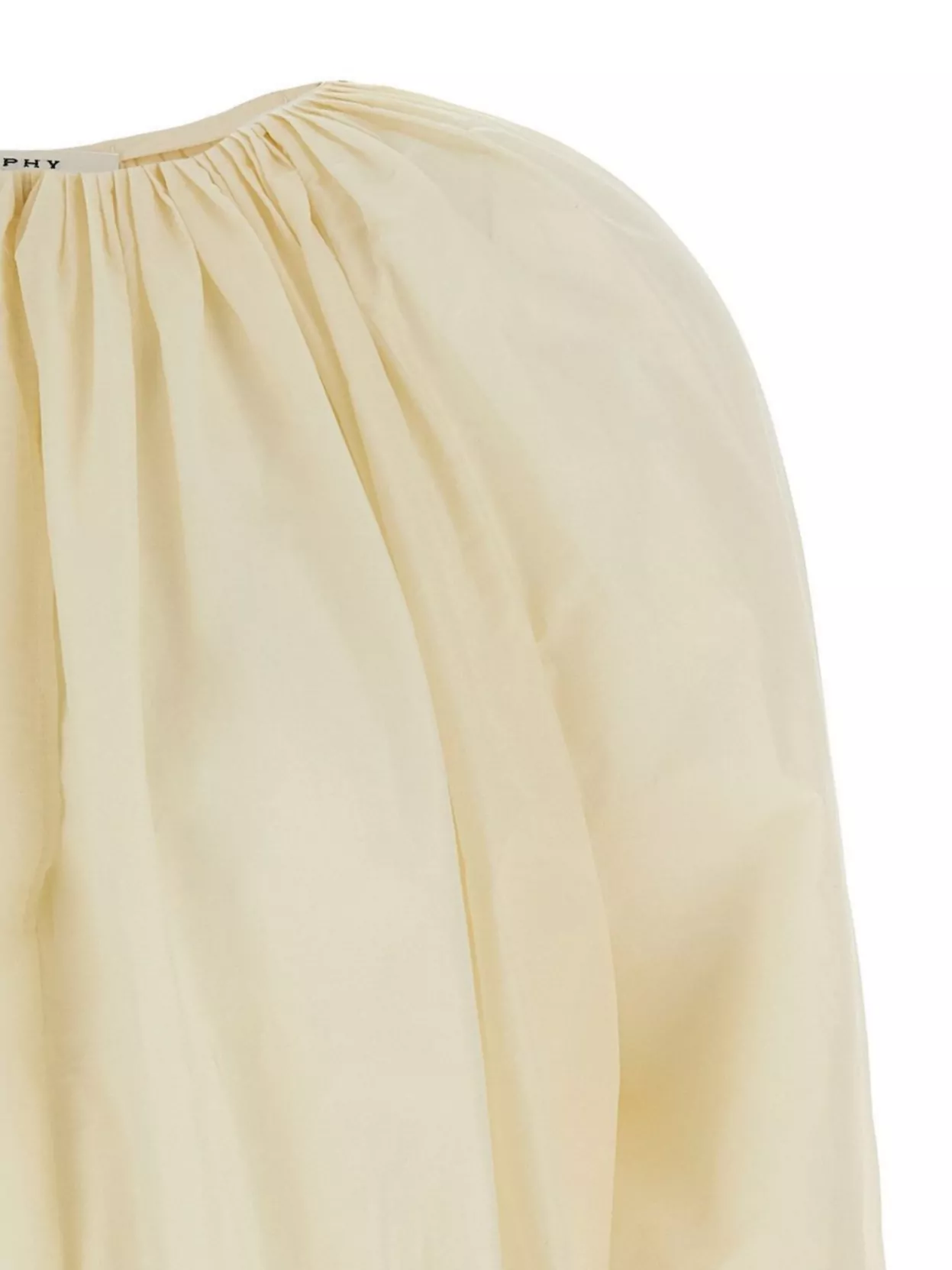 PHILOSOPHY CINCHED DRAWSTRING HEM PUFF SLEEVE BLOUSE