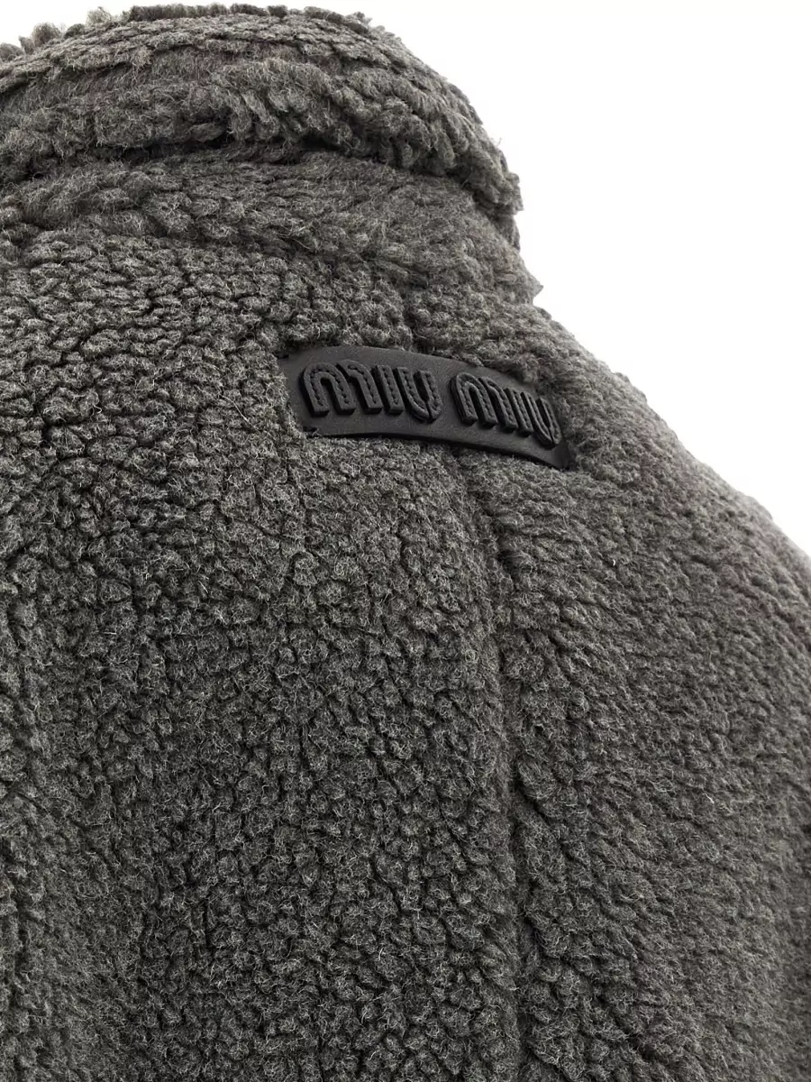 Miu Miu Teddy Single-Breasted Hooded Coat