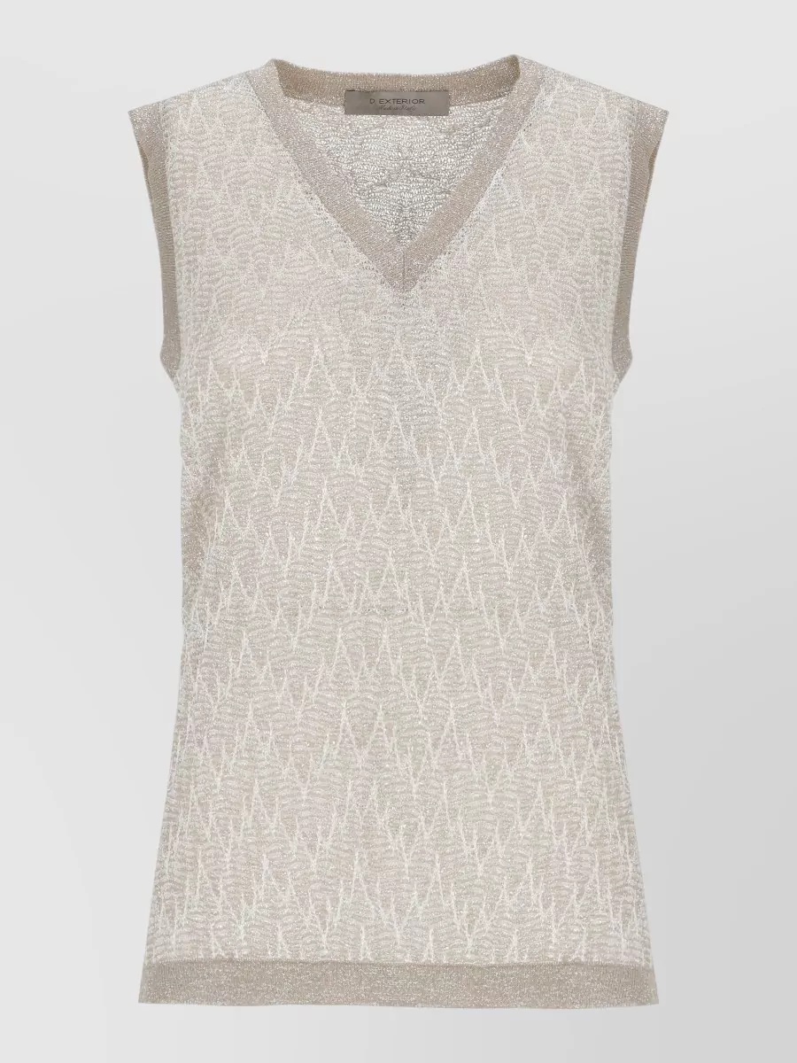 D.exterior Lurex Sleeveless V-Neck Knitted Top