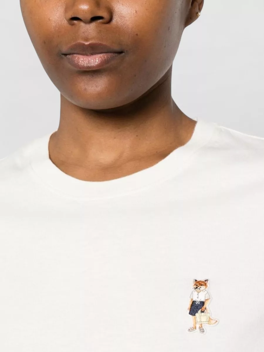 Maison Kitsuné Cropped Organic Cotton Baby T-Shirt
