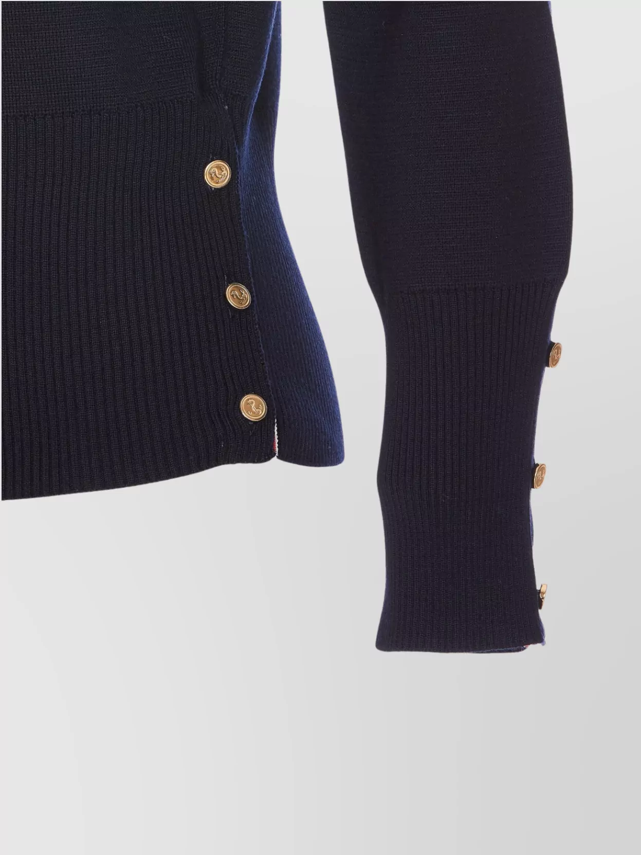 Thom Browne Buttoned Crewneck Knitwear With Ribbed Hem