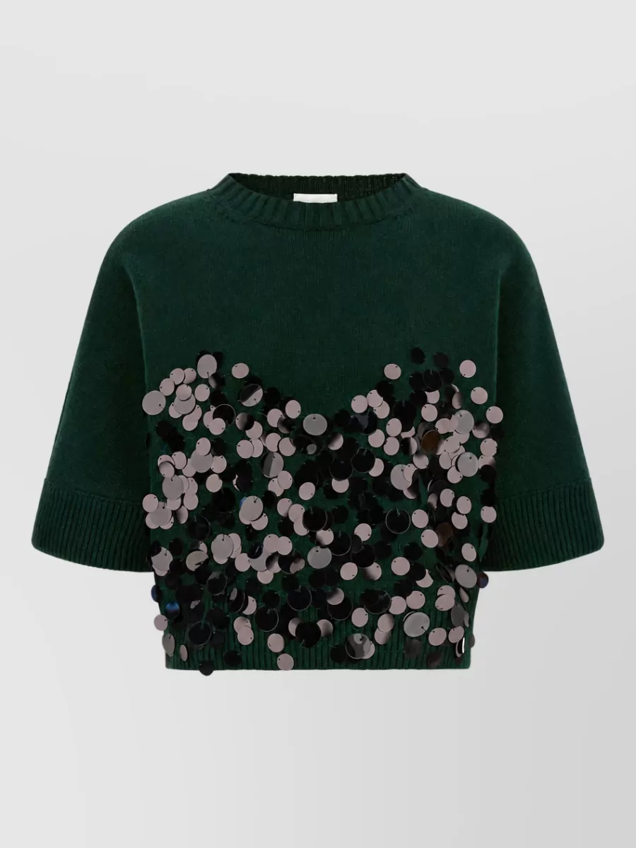 Nude sequin cropped sweatshirt