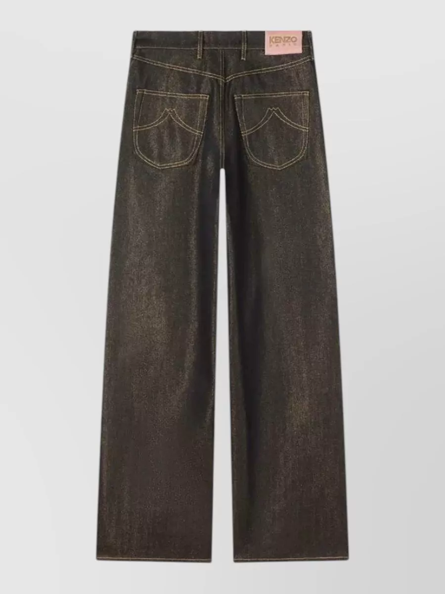 Kenzo Wide Leg Cuffed Jeans Raw Denim