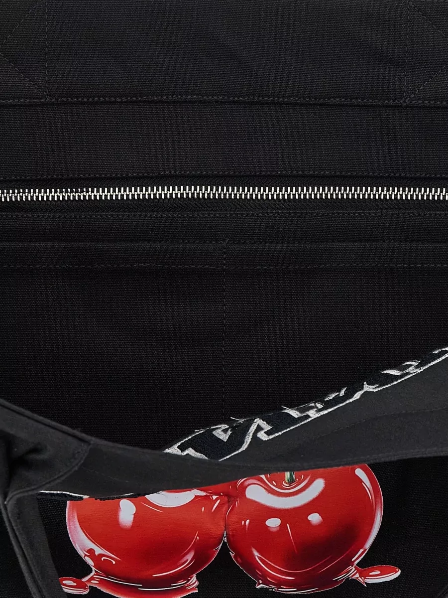 Ganni Medium Tote Bag Cherry Graphic Print