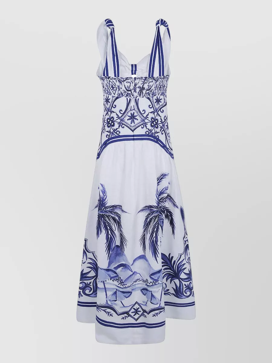 Farm Rio Linen Printed Maxi Dress