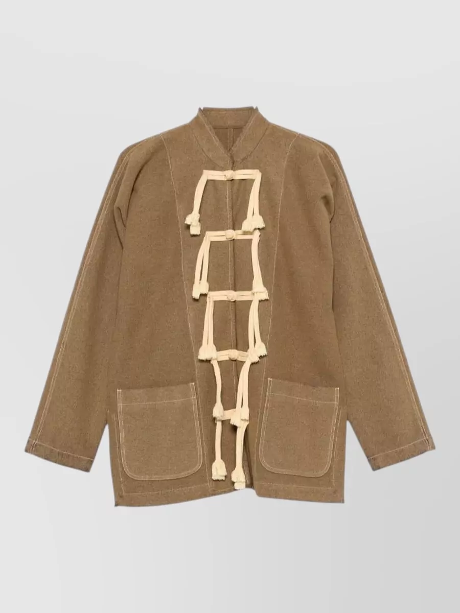 Uma Wang wool tassel-detail single-breasted coat