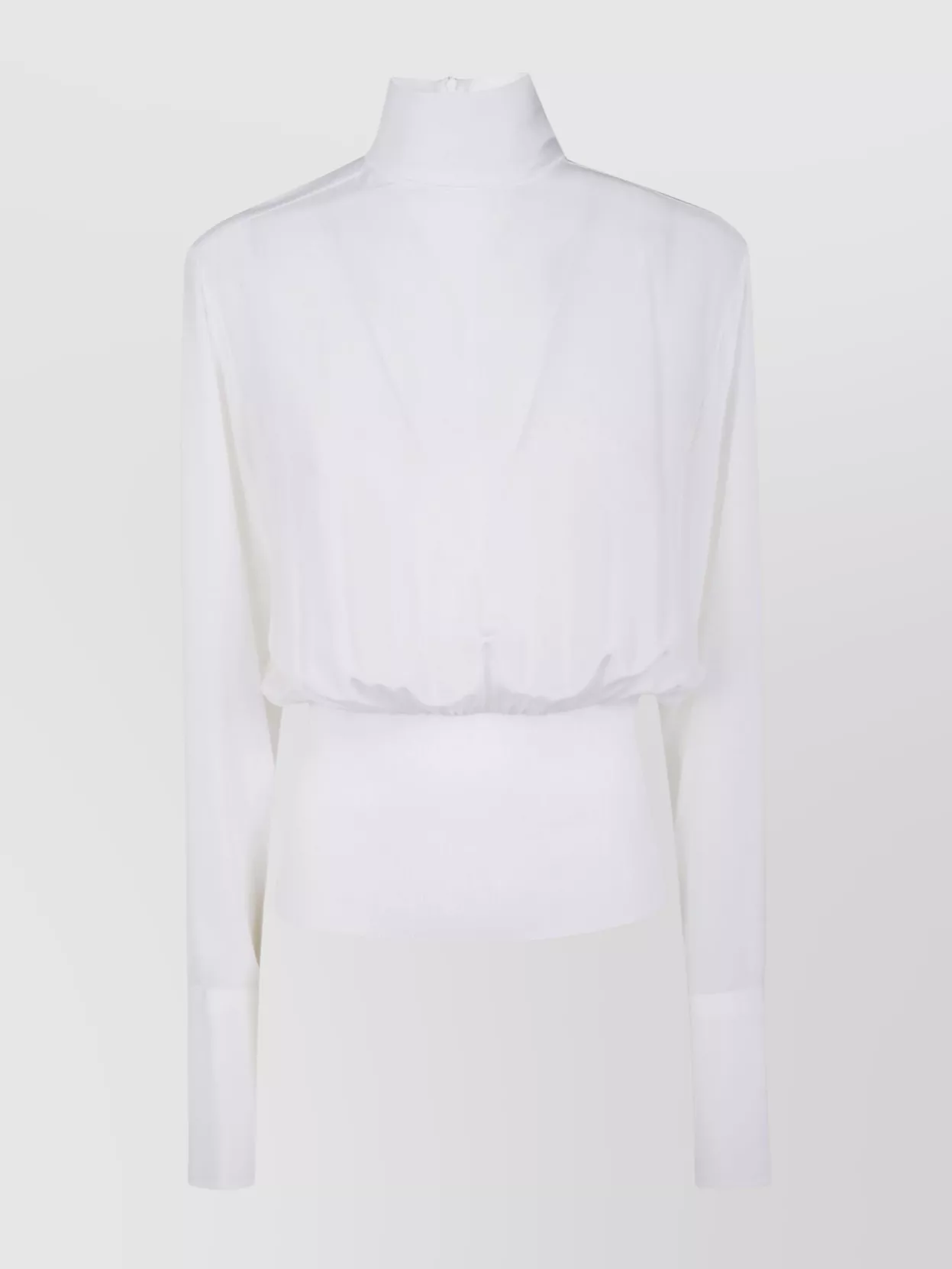 Sportmax High Neck Long Sleeve Shirt In White