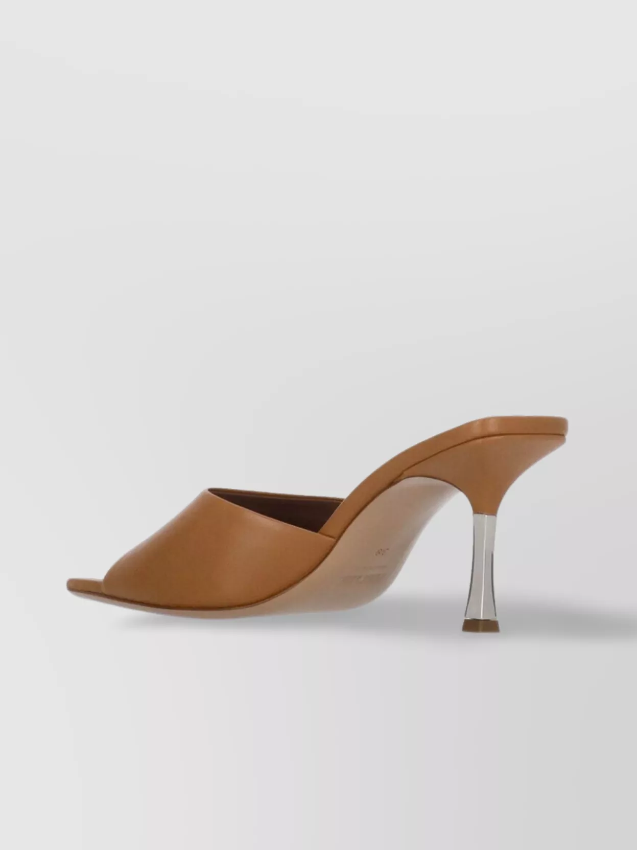 Paris Texas Leather Sabot Mules Metal Heel In Brown