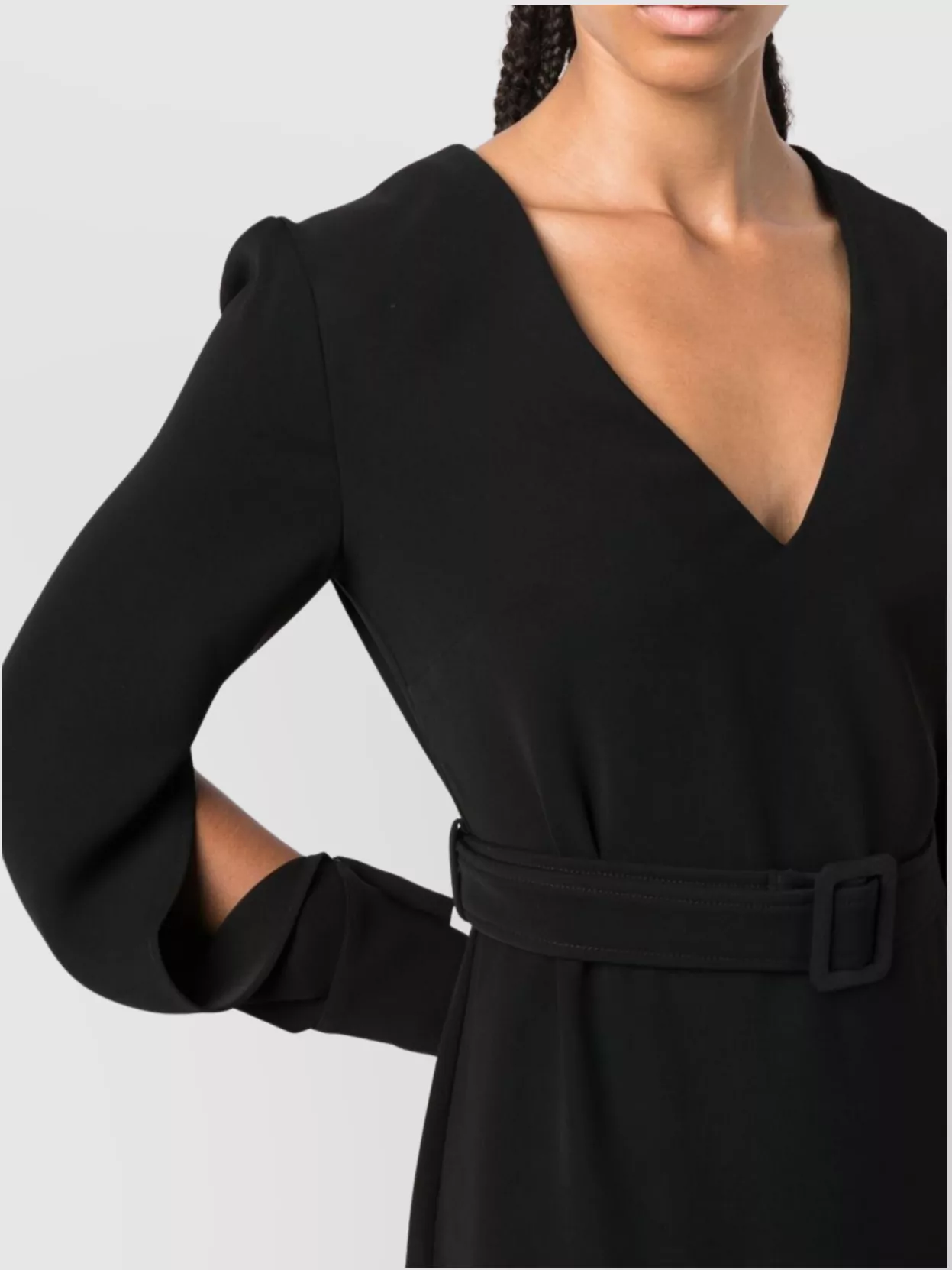 Parosh V-Neck Long Sleeve Mini Dress With Belt