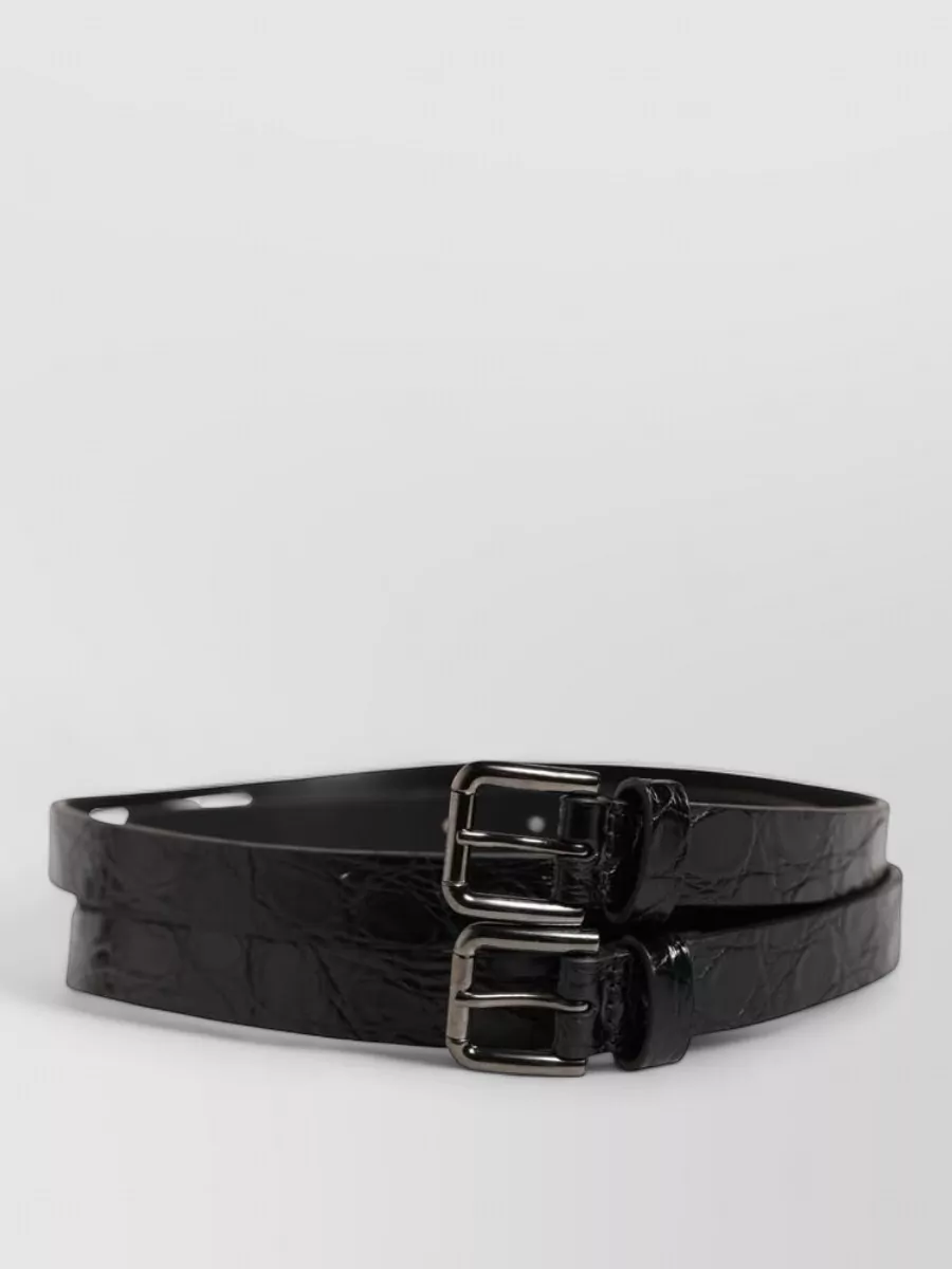 Dolce&Gabbana caiman leather double strap belt