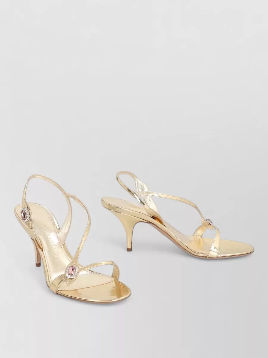 Ferragamo Leather Crystal-Embellished Sandals