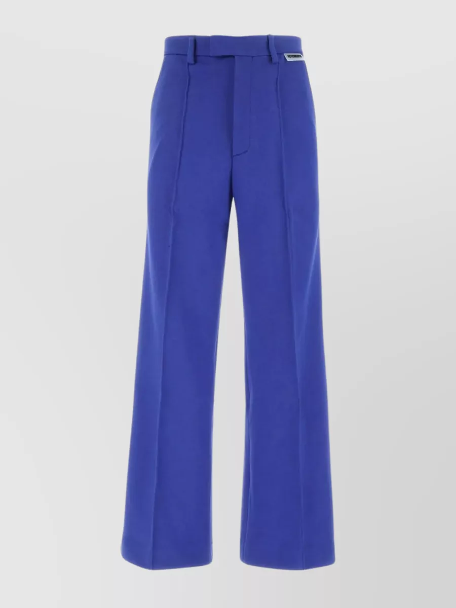 Shop Vetements Tailored Wide-leg Cotton-blend Trousers In Blue