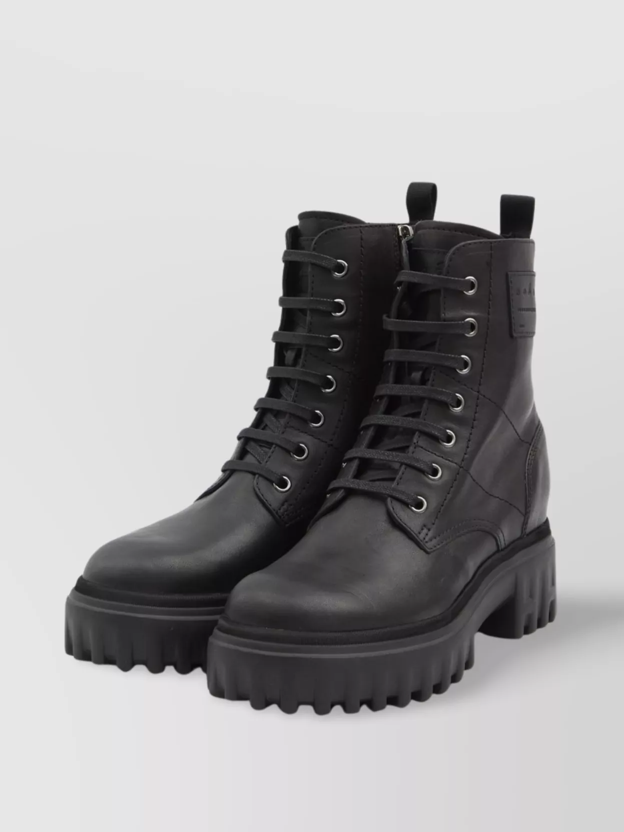 Hogan Smooth Leather Combat Boots