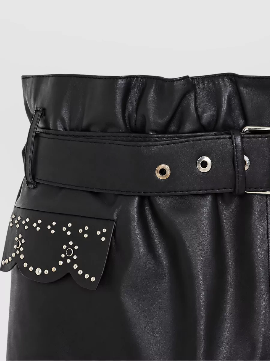 Marni Leather High-Rise Mini Skirt