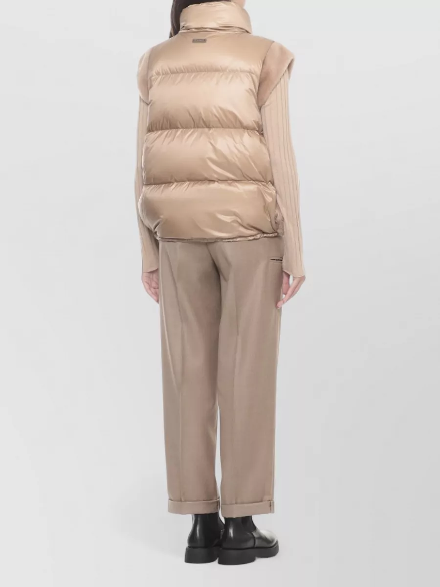 Peserico Women's Sleeveless Puffer Jacket High Neck Fur