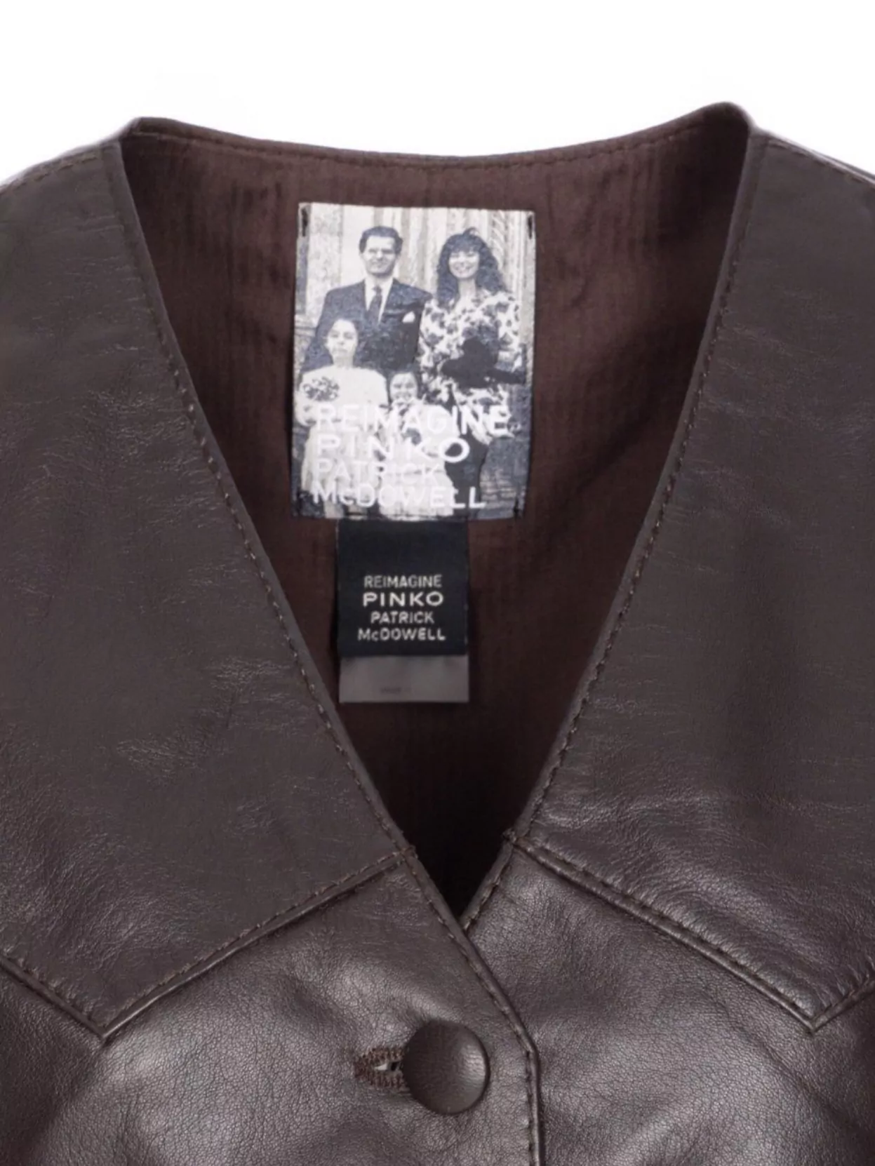 Pinko Leather Vest With V-neck And Front Pockets In Black