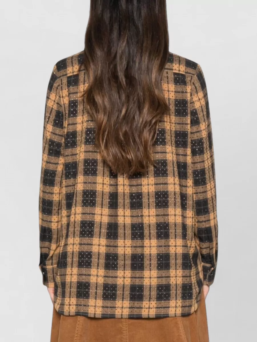 Pinko Checked Crystal-Embellished Shirt